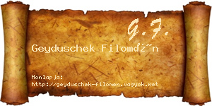 Geyduschek Filomén névjegykártya